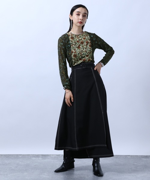 HARE（ハレ）の「FLOWERキリカエカットソー(HARE)（Tシャツ/カットソー・レディース・ブラック/ベージュ/ネイビー・FREE）」の13枚目の写真