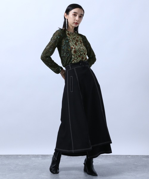 HARE（ハレ）の「FLOWERキリカエカットソー(HARE)（Tシャツ/カットソー・レディース・ブラック/ベージュ/ネイビー・FREE）」の16枚目の写真