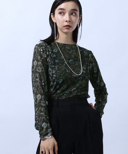 HARE（ハレ）の「FLOWERキリカエカットソー(HARE)（Tシャツ/カットソー・レディース・ブラック/ベージュ/ネイビー・FREE）」の14枚目の写真