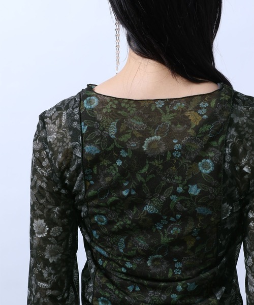 HARE（ハレ）の「FLOWERキリカエカットソー(HARE)（Tシャツ/カットソー・レディース・ブラック/ベージュ/ネイビー・FREE）」の12枚目の写真