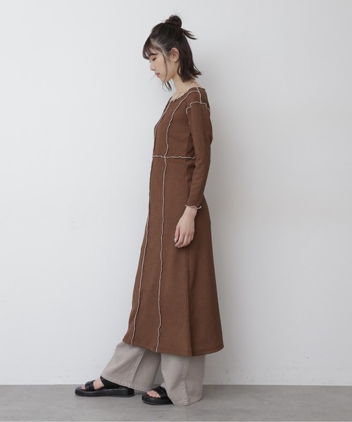 FREE'S MART（フリーズマート）の「【Sシリーズ対応】◆配色メローフィットワンピース（ワンピース・レディース・ブラック/ブラウン/ブラック系その他・SMALL/MEDIUM）」の9枚目の写真