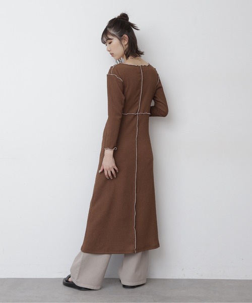 FREE'S MART（フリーズマート）の「【Sシリーズ対応】◆配色メローフィットワンピース（ワンピース・レディース・ブラック/ブラウン/ブラック系その他・SMALL/MEDIUM）」の7枚目の写真