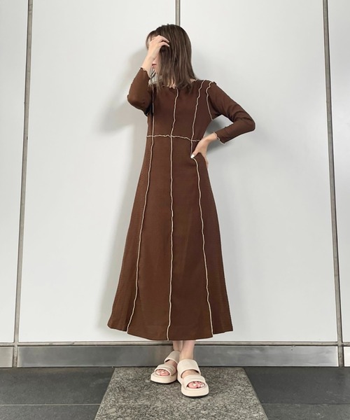 FREE'S MART（フリーズマート）の「【Sシリーズ対応】◆配色メローフィットワンピース（ワンピース・レディース・ブラック/ブラウン/ブラック系その他・SMALL/MEDIUM）」の18枚目の写真