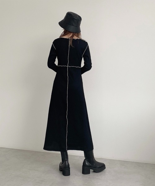 FREE'S MART（フリーズマート）の「【Sシリーズ対応】◆配色メローフィットワンピース（ワンピース・レディース・ブラック/ブラウン/ブラック系その他・SMALL/MEDIUM）」の14枚目の写真