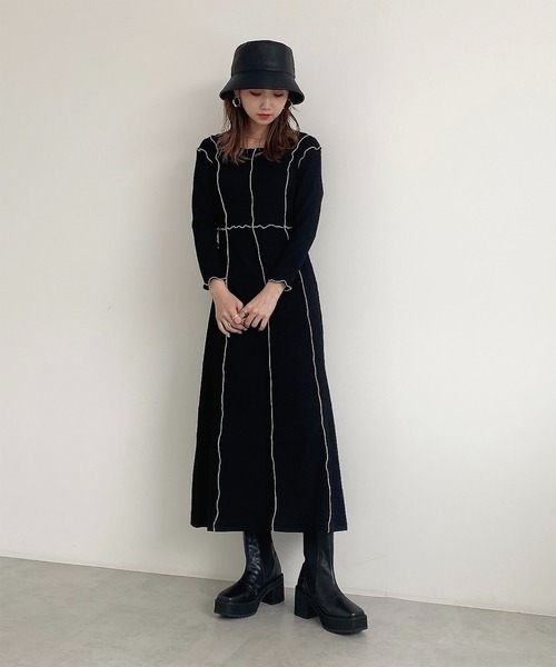 FREE'S MART（フリーズマート）の「【Sシリーズ対応】◆配色メローフィットワンピース（ワンピース・レディース・ブラック/ブラウン/ブラック系その他・SMALL/MEDIUM）」の13枚目の写真