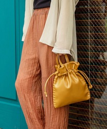 レースアップ巾着ショルダーバッグ