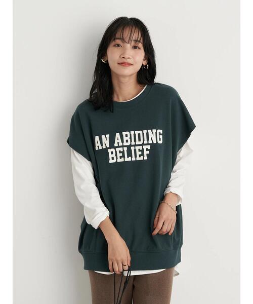 earth music&ecology（アースミュージックアンドエコロジー）の「ミニウラケカレッジベスト ＊（ベスト・レディース・チャコールグレー/グリーン/ライトベージュ・FREE）」の6枚目の写真