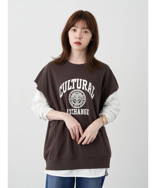 earth music&ecology（アースミュージックアンドエコロジー）の「ミニウラケカレッジベスト ＊（ベスト・レディース・チャコールグレー/グリーン/ライトベージュ・FREE）」の11枚目の写真