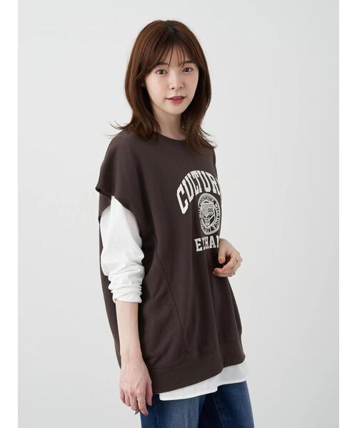 earth music&ecology（アースミュージックアンドエコロジー）の「ミニウラケカレッジベスト ＊（ベスト・レディース・チャコールグレー/グリーン/ライトベージュ・FREE）」の12枚目の写真