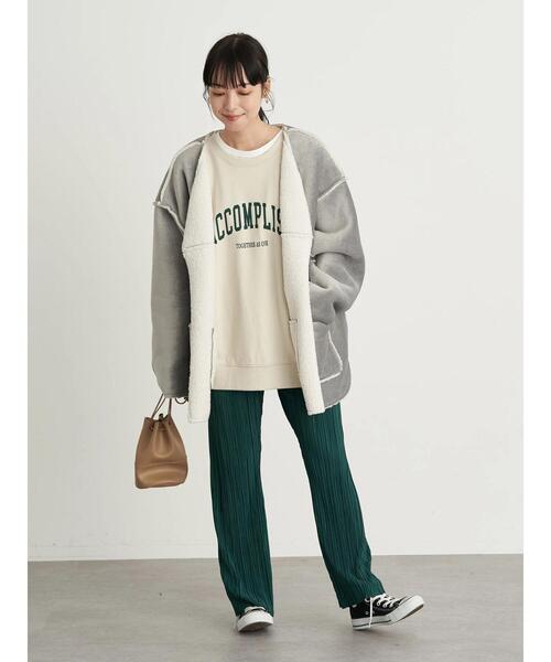 earth music&ecology（アースミュージックアンドエコロジー）の「ミニウラケカレッジベスト ＊（ベスト・レディース・チャコールグレー/グリーン/ライトベージュ・FREE）」の22枚目の写真