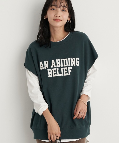 earth music&ecology（アースミュージックアンドエコロジー）の「ミニウラケカレッジベスト ＊（ベスト・レディース・チャコールグレー/グリーン/ライトベージュ・FREE）」の3枚目の写真