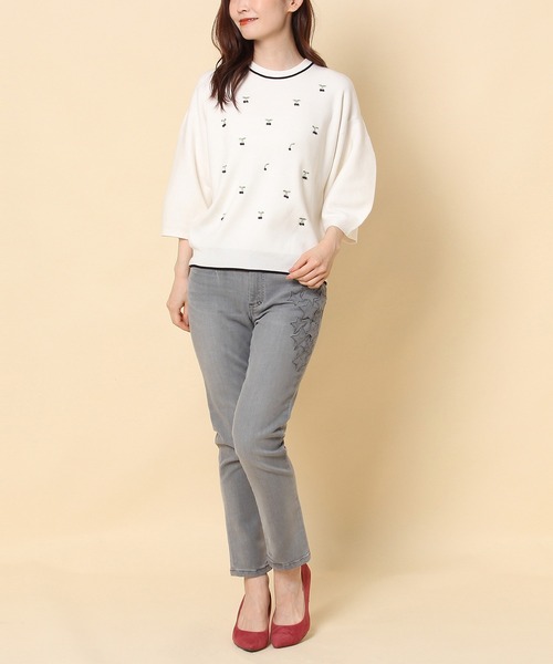 Rose Tiara(ローズティアラ)の「スターモチーフデニム(デニムパンツ・レディース・グレー/ネイビー・42/46/38/40)」の3枚目の写真