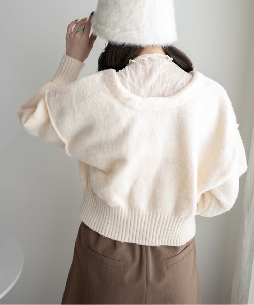 WEGO（ウィゴー）の「WEGO/2WAYモヘアライクショートカーディガン（カーディガン/ボレロ・レディース・ブルー/イエロー/オレンジ/ブラック/オフホワイト/グリーン/ピンク・FREE）」の10枚目の写真