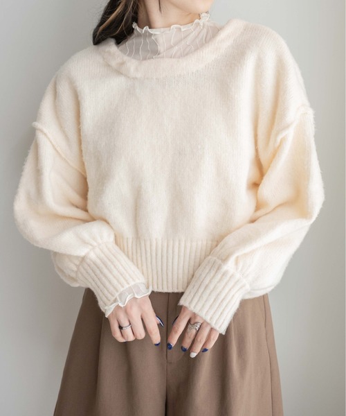 WEGO（ウィゴー）の「WEGO/2WAYモヘアライクショートカーディガン（カーディガン/ボレロ・レディース・ブルー/イエロー/オレンジ/ブラック/オフホワイト/グリーン/ピンク・FREE）」の13枚目の写真