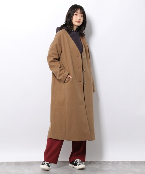 LAKOLE（ラコレ）の「ウーリーテックノーカラーコート / 953532（ノー