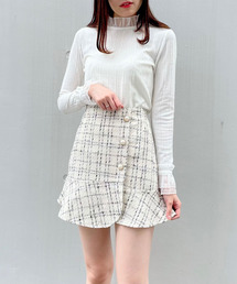 titty＆Co. PETIT by poyo | 【ファッションインフルエンサーPOYO×titty&Co.PETIT】ヘムフリルツイードスカパン(スカート)