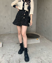 titty＆Co. PETIT by poyo | 【ファッションインフルエンサーPOYO×titty&Co.PETIT 】ヘムフリルツイードスカパン(スカート)