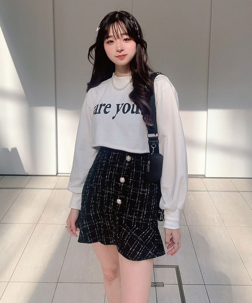 titty＆Co. PETIT by poyo（ティティーアンドコープティバイポヨ）の「【ファッションインフルエンサーPOYO×titty&Co.PETIT】ヘムフリルツイードスカパン（スカート・レディース・ブラック/ホワイト・SMALL/MEDIUM）」の22枚目の写真