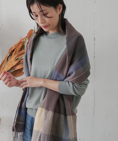 URBAN RESEARCH DOORS（アーバンリサーチドアーズ）の「ウールチェックストール（ストール/ショール・レディース・オレンジ/ブルー/グリーン/グリーン系その他・ONE）」の4枚目の写真
