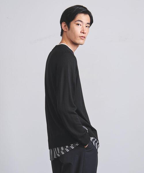 EN ROUTE(アンルート)の「<EN ROUTE(アンルート)> ウール/アクリル テンジク フロント シャツ レイヤード(ニット/セーター・メンズ・ブラック/ネイビー・1/2/3)」の5枚目の写真