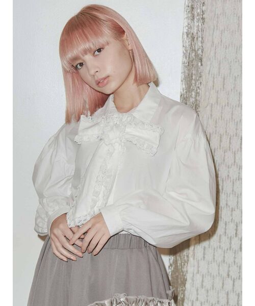 merry jenny(メリージェニー)の「フリルボウタイブラウス(シャツ/ブラウス・レディース・オフホワイト/ブラック/ラベンダー・FREE)」の11枚目の写真