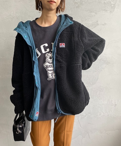 BEN DAVIS（ベンデイビス）の「[BEN DAVIS/ベンデイビス] ボア/ナイロン リバーシブルパーカー（その他アウター・レディース・オフホワイト/モカ/ブラック・XL/L/M）」の3枚目の写真
