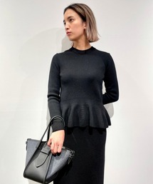 美品✨エストネーション ESTNATION パールネック ペプラムニット 黒 ESTNATION（エストネーション）の「ESTNATION / ペプラムニット