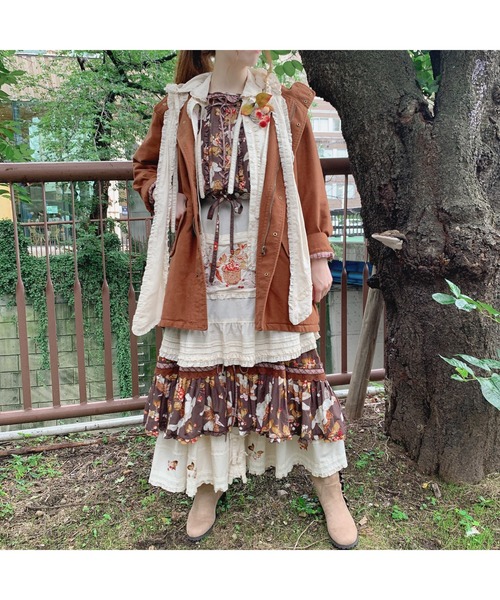 【美品】ピンクハウス ブラウン うさちゃん お花刺繍使い ブラウス PINK HOUSE（ピンクハウス）の「オータムチェリー刺繍入りブラウス