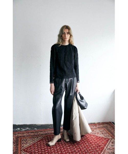 MOUSSY（マウジー）の「F／LEATHER GATHER パンツ（その他パンツ・レディース・ブラック/ベージュ/カーキ・1/2）」の7枚目の写真