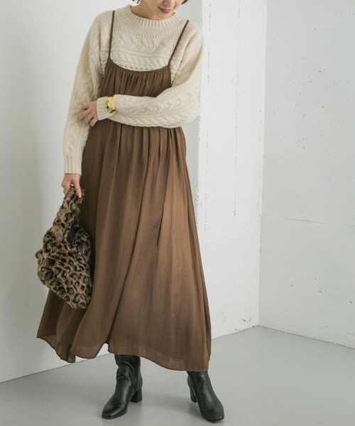 URBAN RESEARCH（アーバンリサーチ）の「ギャザーキャミワンピース（ワンピース・レディース・グレー系その他/ブラウン/ブラック・FREE）」の12枚目の写真