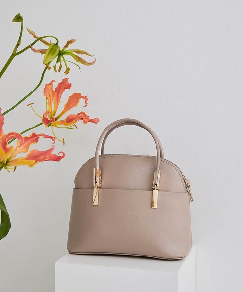 ROPE' PICNIC（ロペピクニック）の「【軽量】レクタンメタルミニラウンドボストン＆ショルダーバッグ（ボストンバッグ・レディース・ブラック/キナリ/ベージュ/ブルー系その他6/イエロー系その他2・FREE）」の4枚目の写真