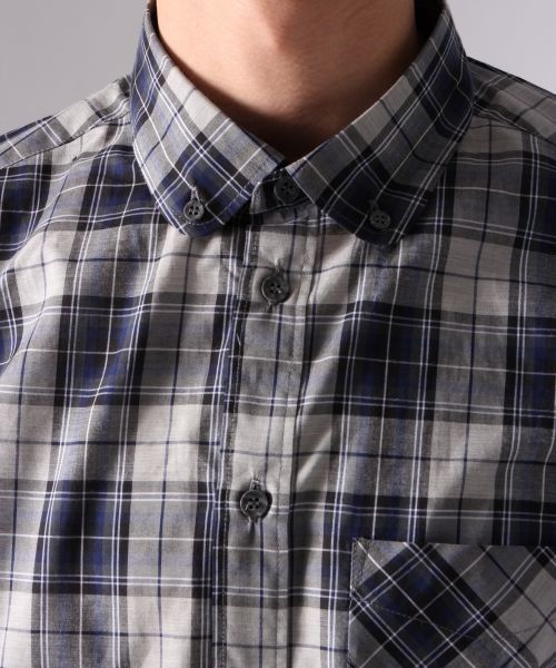 HARE（ハレ）の「シャンブレーチェックシャツ(HARE)（シャツ/ブラウス・メンズ・レッド/ネイビー・SMALL/LARGE/MEDIUM）」の7枚目の写真