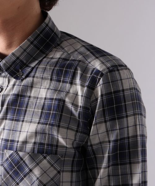 HARE（ハレ）の「シャンブレーチェックシャツ(HARE)（シャツ/ブラウス・メンズ・レッド/ネイビー・SMALL/LARGE/MEDIUM）」の8枚目の写真