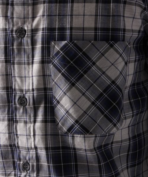 HARE（ハレ）の「シャンブレーチェックシャツ(HARE)（シャツ/ブラウス・メンズ・レッド/ネイビー・SMALL/LARGE/MEDIUM）」の12枚目の写真