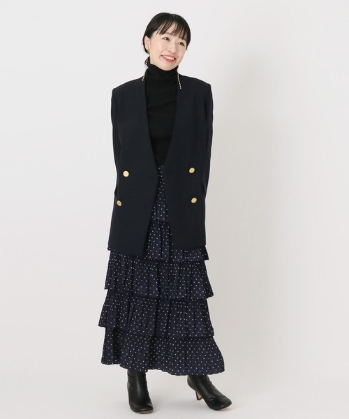 ジャーナルスタンダード　レサージュ　ノーカラージャケット　ネイビー　金ボタン ジャーナルスタンダード レサージュ ノーカラージャケット ネイビー 金