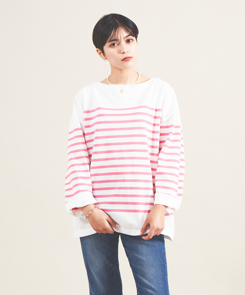 Rouge vif（ルージュヴィフ）の「パネルボーダーニット（ニット/セーター・レディース・ネイビー/ピンク/ブラウン/ピンク系その他・フリー）」の4枚目の写真