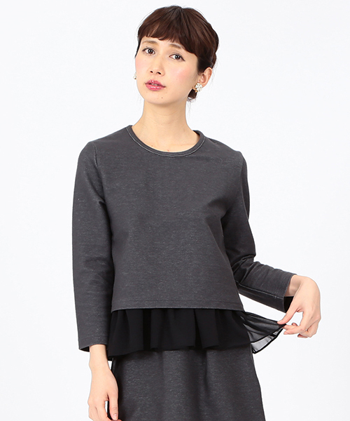 BEAMS LIGHTS Women's（ビームスライツ ウィメンズ）の「BEAMS LIGHTS / フリルインナーセット プルオーバー（Tシャツ/カットソー・レディース・チャコールグレー/ベージュ・36/38）」の2枚目の写真