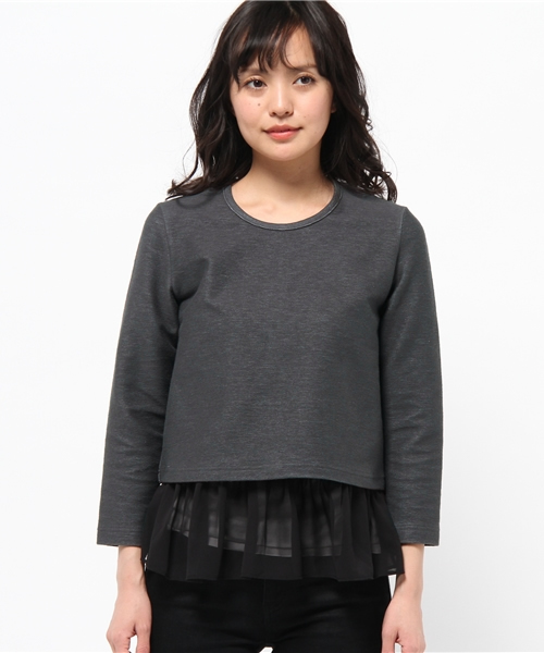 BEAMS LIGHTS Women's（ビームスライツ ウィメンズ）の「BEAMS LIGHTS / フリルインナーセット プルオーバー（Tシャツ/カットソー・レディース・チャコールグレー/ベージュ・36/38）」の13枚目の写真