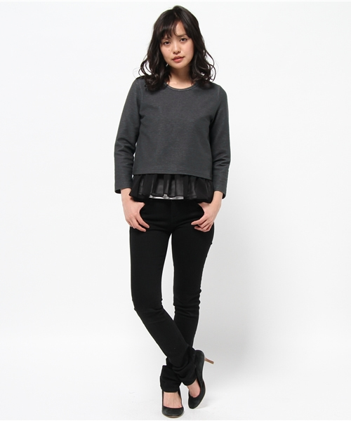 BEAMS LIGHTS Women's（ビームスライツ ウィメンズ）の「BEAMS LIGHTS / フリルインナーセット プルオーバー（Tシャツ/カットソー・レディース・チャコールグレー/ベージュ・36/38）」の9枚目の写真