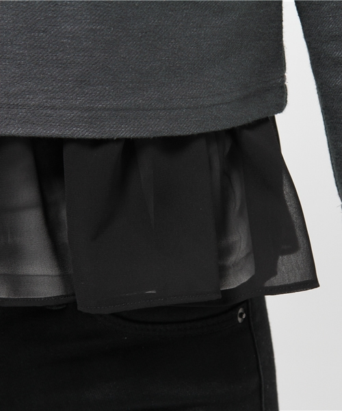 BEAMS LIGHTS Women's（ビームスライツ ウィメンズ）の「BEAMS LIGHTS / フリルインナーセット プルオーバー（Tシャツ/カットソー・レディース・チャコールグレー/ベージュ・36/38）」の7枚目の写真