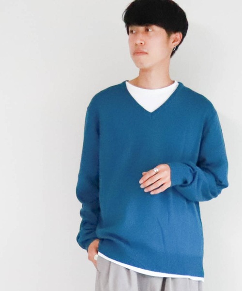 Burner（バーナー）の「【BURNER SELECT】カシミヤタッチVネックニット（ニット/セーター・メンズ・ブルー系その他/ネイビー/チャコールグレー/ブラック系その他/ブラウン/ホワイト/ブラック/ロイヤルブルー/マスタード/ワインレッド/グレー系その他・M/L/XL）」の8枚目の写真