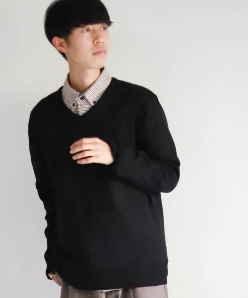 Burner（バーナー）の「【BURNER SELECT】カシミヤタッチVネックニット（ニット/セーター・メンズ・ブルー系その他/ネイビー/チャコールグレー/ブラック系その他/ブラウン/ホワイト/ブラック/ロイヤルブルー/マスタード/ワインレッド/グレー系その他・M/L/XL）」の3枚目の写真