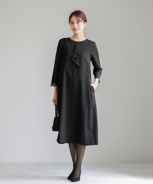 WHITE JOOLA(ホワイトジョーラ)の「喪服・礼服【洗えるフォーマル】お袖スカラップレース切り替えデザインブラックフォーマルワンピース(ワンピース・レディース・ブラック・11号/9号/13号/7号/15号)」の21枚目の写真