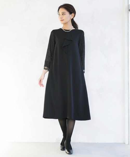 WHITE JOOLA(ホワイトジョーラ)の「喪服・礼服【洗えるフォーマル】お袖スカラップレース切り替えデザインブラックフォーマルワンピース(ワンピース・レディース・ブラック・11号/9号/13号/7号/15号)」の16枚目の写真