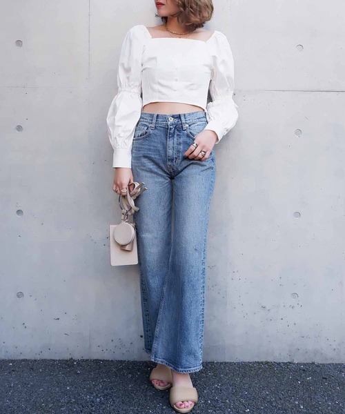 SPIRALGIRL(スパイラルガール)の「ダブルパフスリーブブラウス(シャツ/ブラウス・レディース・ベージュ/オフホワイト/グリーン・FREE)」の9枚目の写真