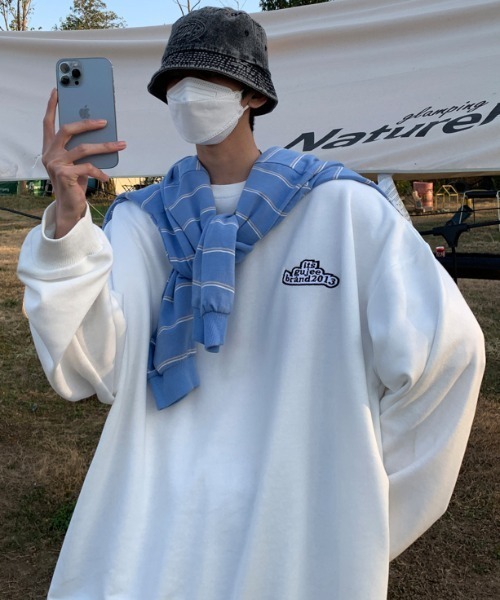 MGV（エムジーヴィー）の「ワンポイント刺繍オーバーサイズプルオーバー（スウェット・メンズ・ホワイト/ブラック/グレー/ブルー・MEDIUM/LARGE/X-LARGE）」の20枚目の写真