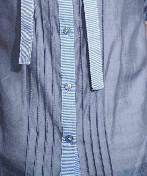 REDYAZEL(レディアゼル)の「オーガンジースタンドカラーブラウス(シャツ/ブラウス・レディース・ホワイト/ブルー・FREE)」の14枚目の写真