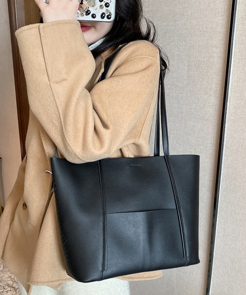 florist（フローリスト）の「【A4対応】PUレザーシンプルトートバッグ/ショルダーバッグ（トートバッグ・レディース・ベージュ/ブラウン/ブラック・FREE）」の11枚目の写真