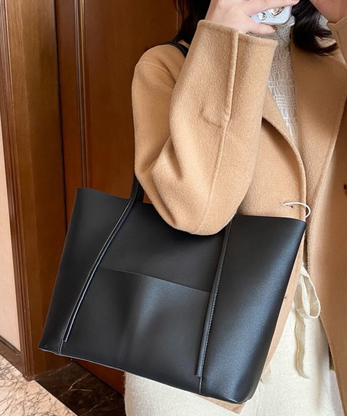 florist（フローリスト）の「【A4対応】PUレザーシンプルトートバッグ/ショルダーバッグ（トートバッグ・レディース・ベージュ/ブラウン/ブラック・FREE）」の13枚目の写真