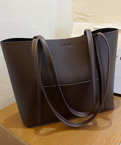florist（フローリスト）の「【A4対応】PUレザーシンプルトートバッグ/ショルダーバッグ（トートバッグ・レディース・ベージュ/ブラウン/ブラック・FREE）」の15枚目の写真